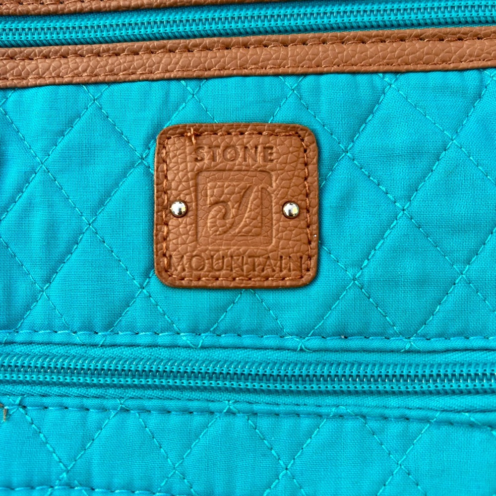 New Stone Mountain Quilted Purse Turquoise Brown Crossbody - Picture 2 of 8